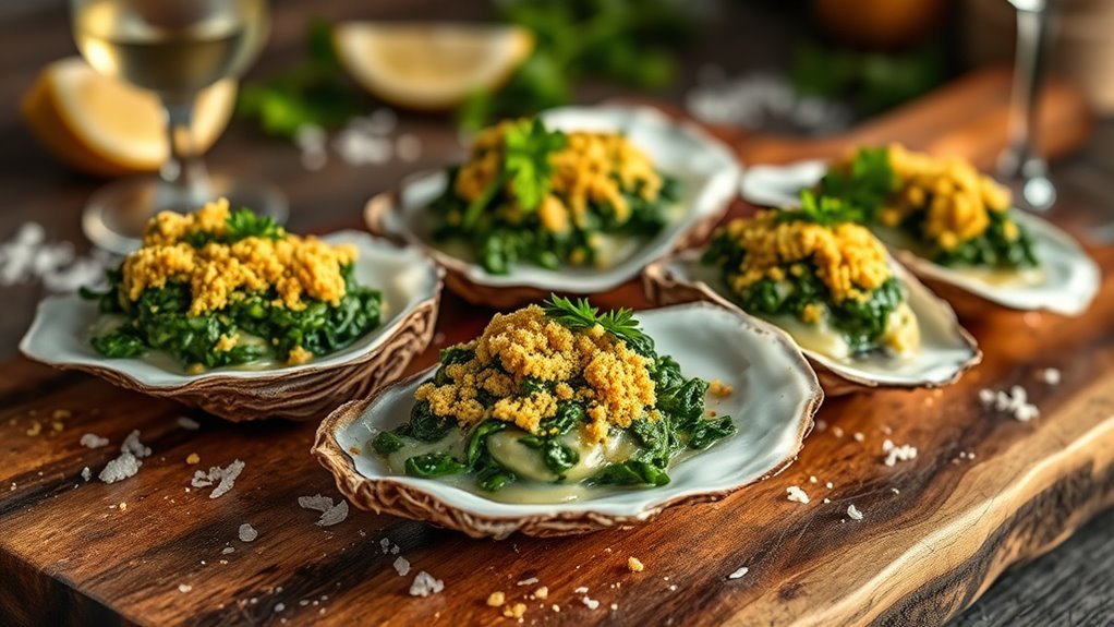 baked oysters with toppings