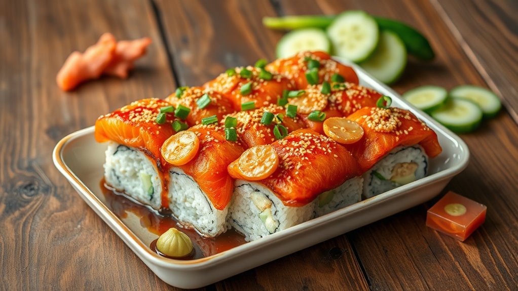 bbq salmon sushi bake