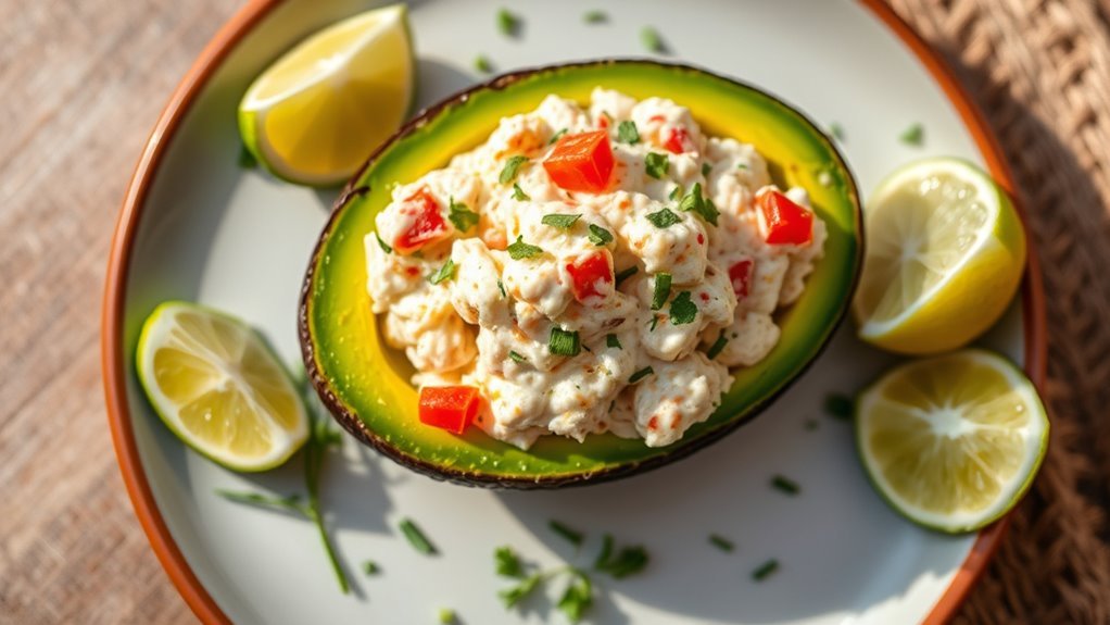 crab filled avocado dish