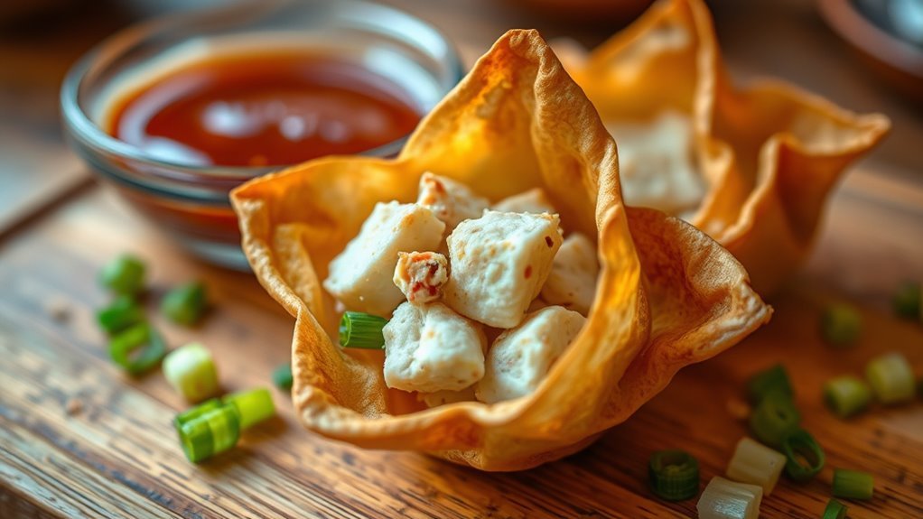 creamy crab filled dumplings