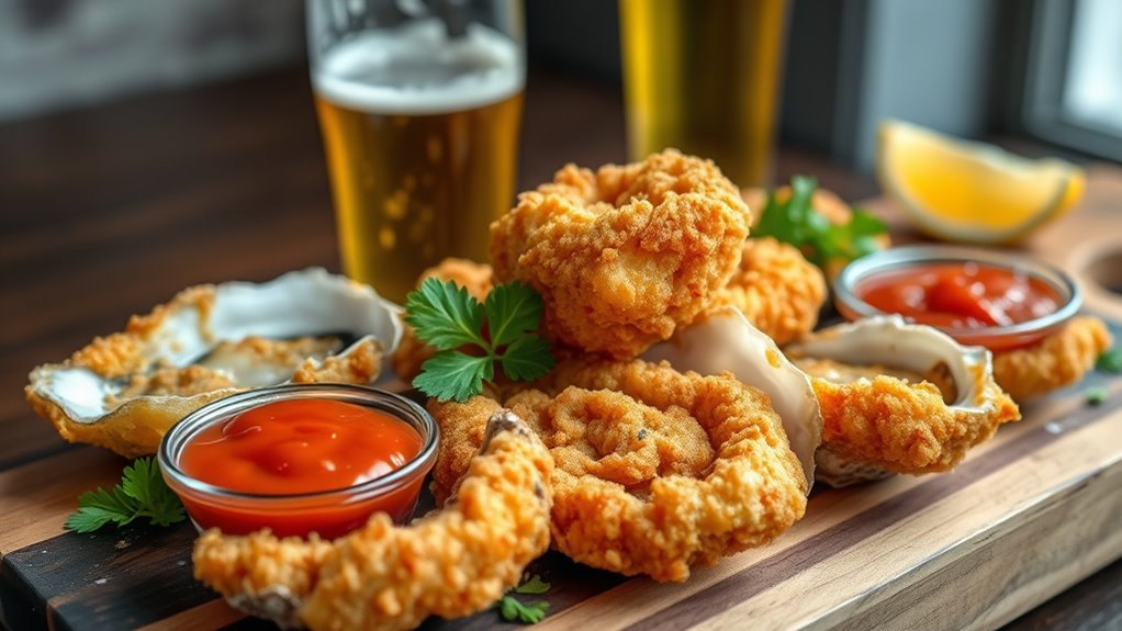 crispy beer battered oysters