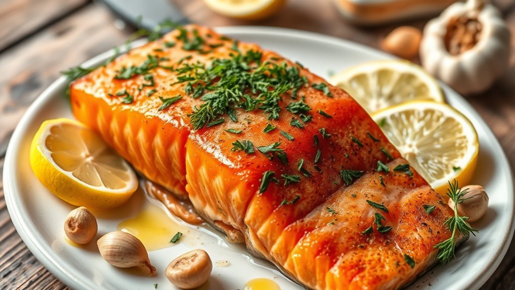 garlic herb baked sockeye salmon