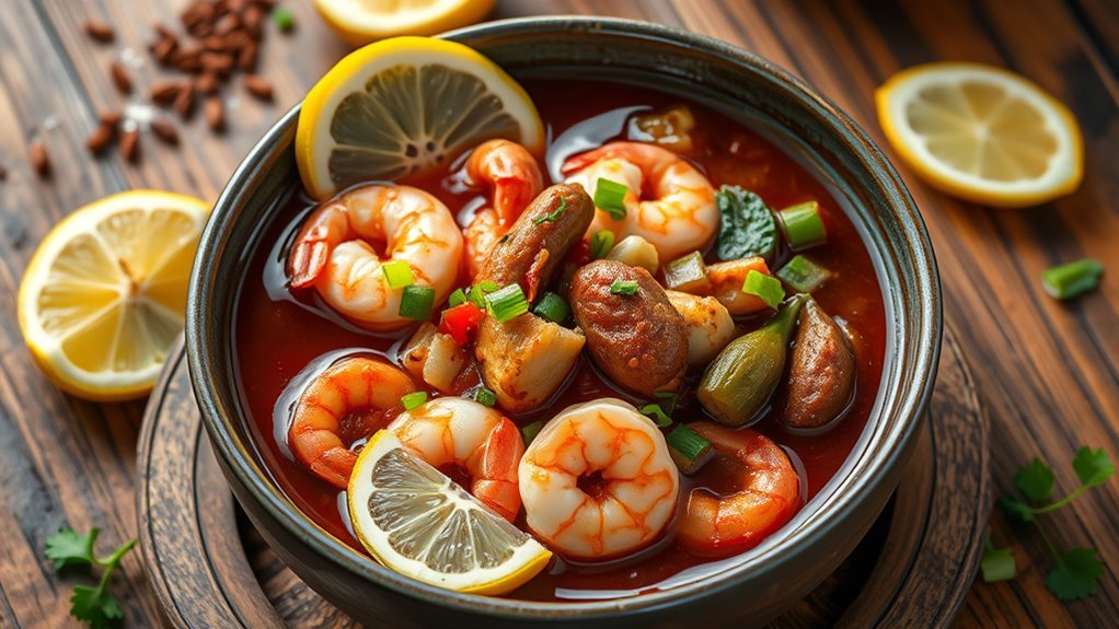 lemon infused seafood gumbo