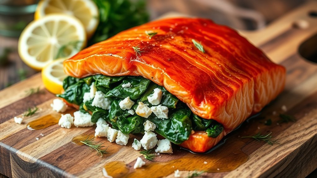 stuffed salmon with spinach