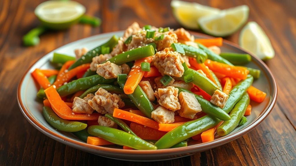 tuna vegetable dish preparation